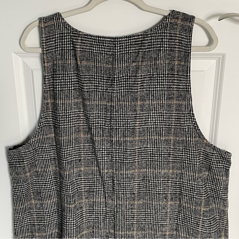 New! American Eagle Black/Tan Plaid Button Front Vest Mini Dress NWT - 35589 - Picture 8 of 14